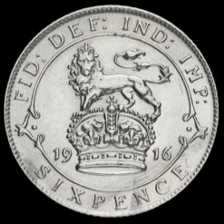 1916 George V Silver Sixpence Reverse