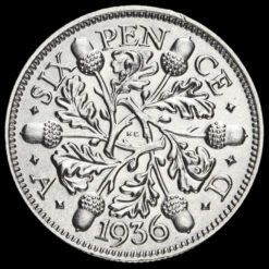 1936 George V Silver Sixpence Reverse