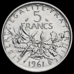 France 1961 Silver 5 Francs Reverse