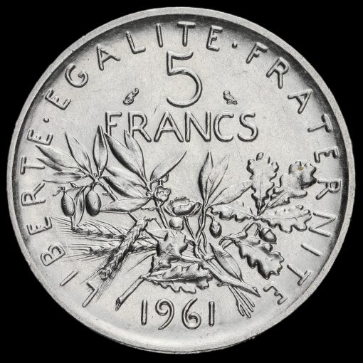 France 1961 Silver 5 Francs Reverse