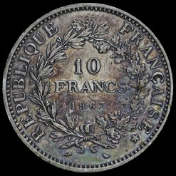 France 1967 Silver 10 Francs Reverse