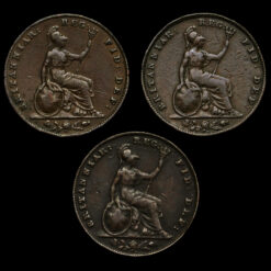 3 x Queen Victoria Young Head Copper Farthings Reverse