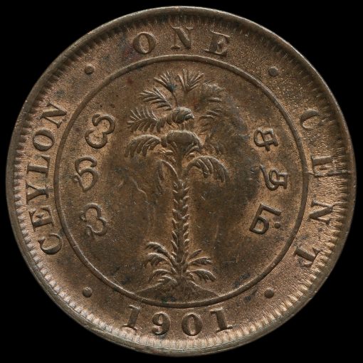 Ceylon (Sri Lanka) 1901 Queen Victoria One Cent Reverse