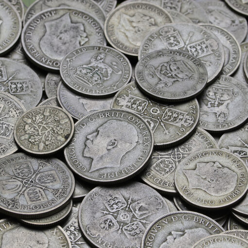 500 Grams of Circulated Pre 1947 British .500 Silver Bullion Investment Coins - Image 3