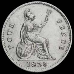 1836 William IV Milled Silver Fourpence / Groat Reverse