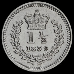 1839 Queen Victoria Young Head Silver Three-Halfpence Reverse