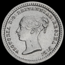 1843 Queen Victoria Young Head Silver Three-Halfpence Obverse