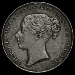 1855 Queen Victoria Young Head Silver Shilling Obverse