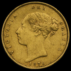 1876 Queen Victoria Young Head Shield Back Gold Half Sovereign Obverse