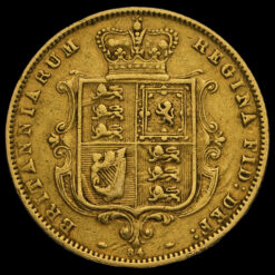 1876 Queen Victoria Young Head Shield Back Gold Half Sovereign Reverse