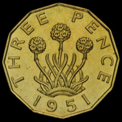 1951 George VI Proof Brass Threepence Reverse