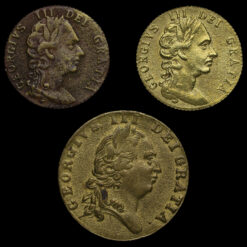 Three19th Century "George III" Brass Gaming Tokens Obverse