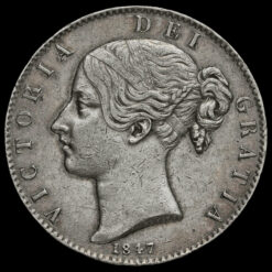 1847 Queen Victoria Young Head Silver XI Crown Obverse