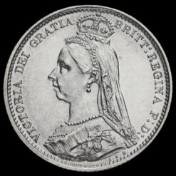 1887 Queen Victoria Jubilee Head Silver Wreath Sixpence Obverse