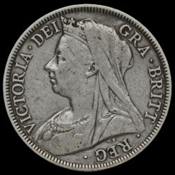 1899 Queen Victoria Veiled Head Silver Half Crown Obverse