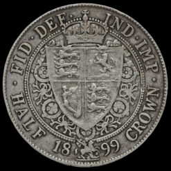 1899 Queen Victoria Veiled Head Silver Half Crown Reverse