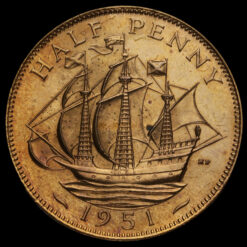 1951 George VI Bronze Proof Halfpenny Reverse