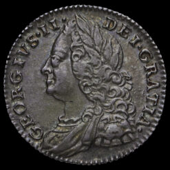 1757 George II Early Milled Silver Sixpence Obverse