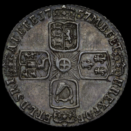 1757 George II Early Milled Silver Sixpence Reverse