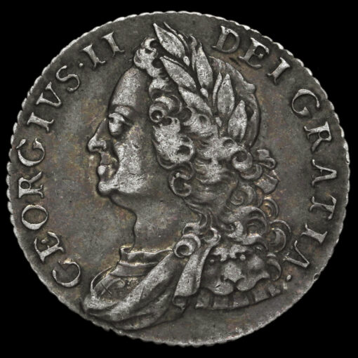 1758 George II Early Milled Silver Shilling Obverse