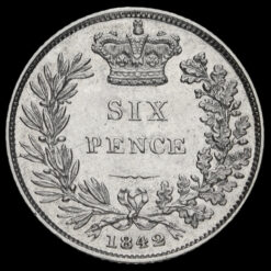 1842 Queen Victoria Young Head Silver Sixpence Reverse