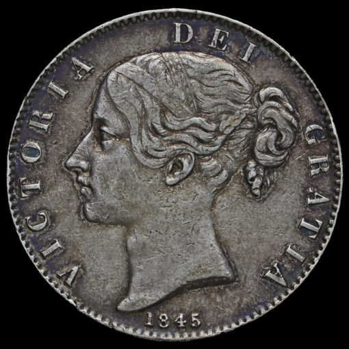 1845 Queen Victoria Young Head Silver Crown Obverse