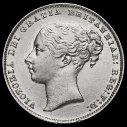 1859 Queen Victoria Young Head Silver Shilling Obverse