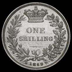 1859 Queen Victoria Young Head Silver Shilling Reverse