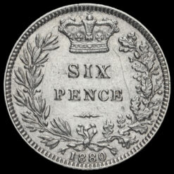 1880 Queen Victoria Young Head Silver Sixpence Reverse
