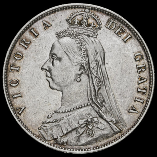 1887 Queen Victoria Jubilee Head Silver Half Crown Obverse