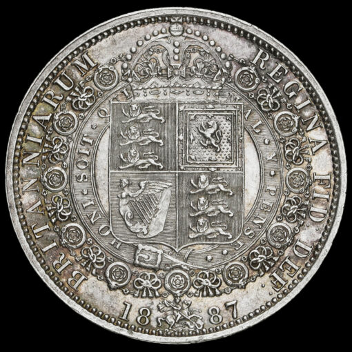 1887 Queen Victoria Jubilee Head Silver Half Crown Reverse
