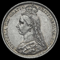 1887 Queen Victoria Jubilee Head Silver Sixpence Obverse