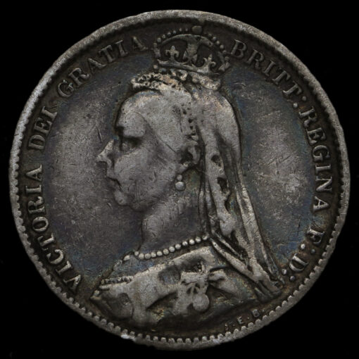 1888 Queen Victoria Jubilee Head Silver Sixpence Obverse