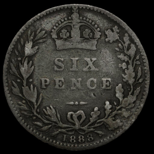 1888 Queen Victoria Jubilee Head Silver Sixpence Reverse