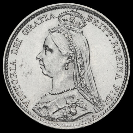 1889 Queen Victoria Jubilee Head Silver Sixpence Obverse