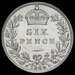 1889 Queen Victoria Jubilee Head Silver Sixpence Reverse