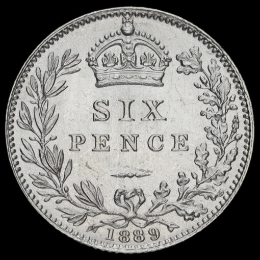 1889 Queen Victoria Jubilee Head Silver Sixpence Reverse