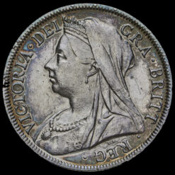 1899 Queen Victoria Veiled Head Silver Half Crown Obverse