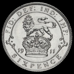 1911 George V Silver Sixpence Reverse