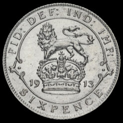 1913 George V Silver Sixpence Reverse