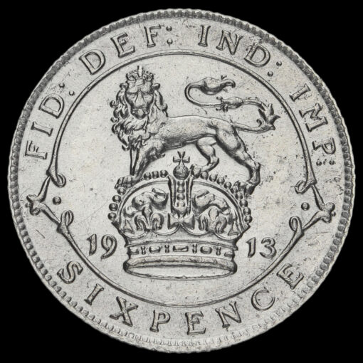 1913 George V Silver Sixpence Reverse