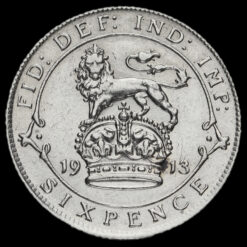 1913 George V Silver Sixpence Reverse