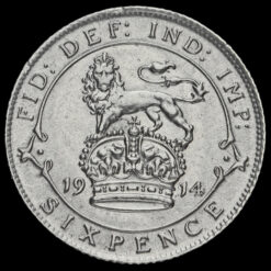 1914 George V Silver Sixpence Reverse