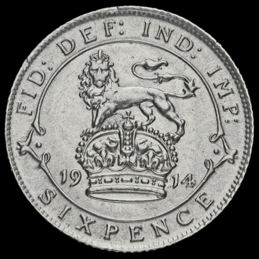 1914 George V Silver Sixpence Reverse