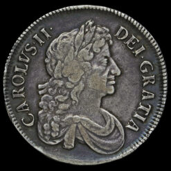 1673 Charles II Early Milled Silver Vicesimo Quinto Crown Obverse
