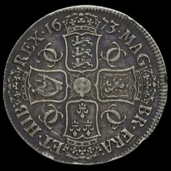 1673 Charles II Early Milled Silver Vicesimo Quinto Crown Reverse