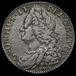 1746 George II Early Milled Silver Lima Half Crown Obverse
