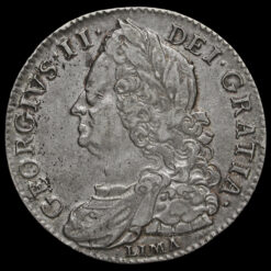 1746 George II Early Milled Silver Lima Half Crown Obverse