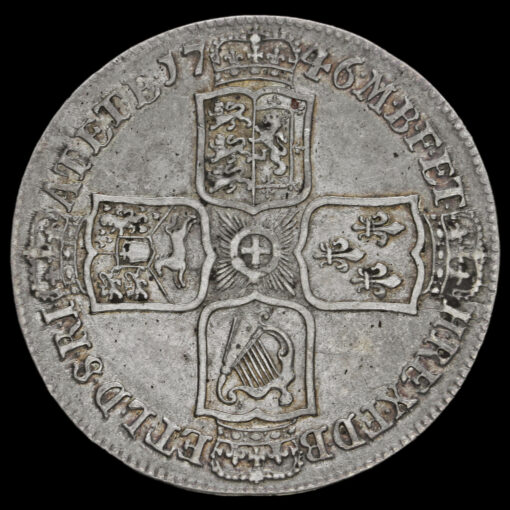 1746 George II Early Milled Silver Lima Half Crown Reverse