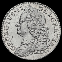 1758/7 George II Early Milled Silver Sixpence Obverse
